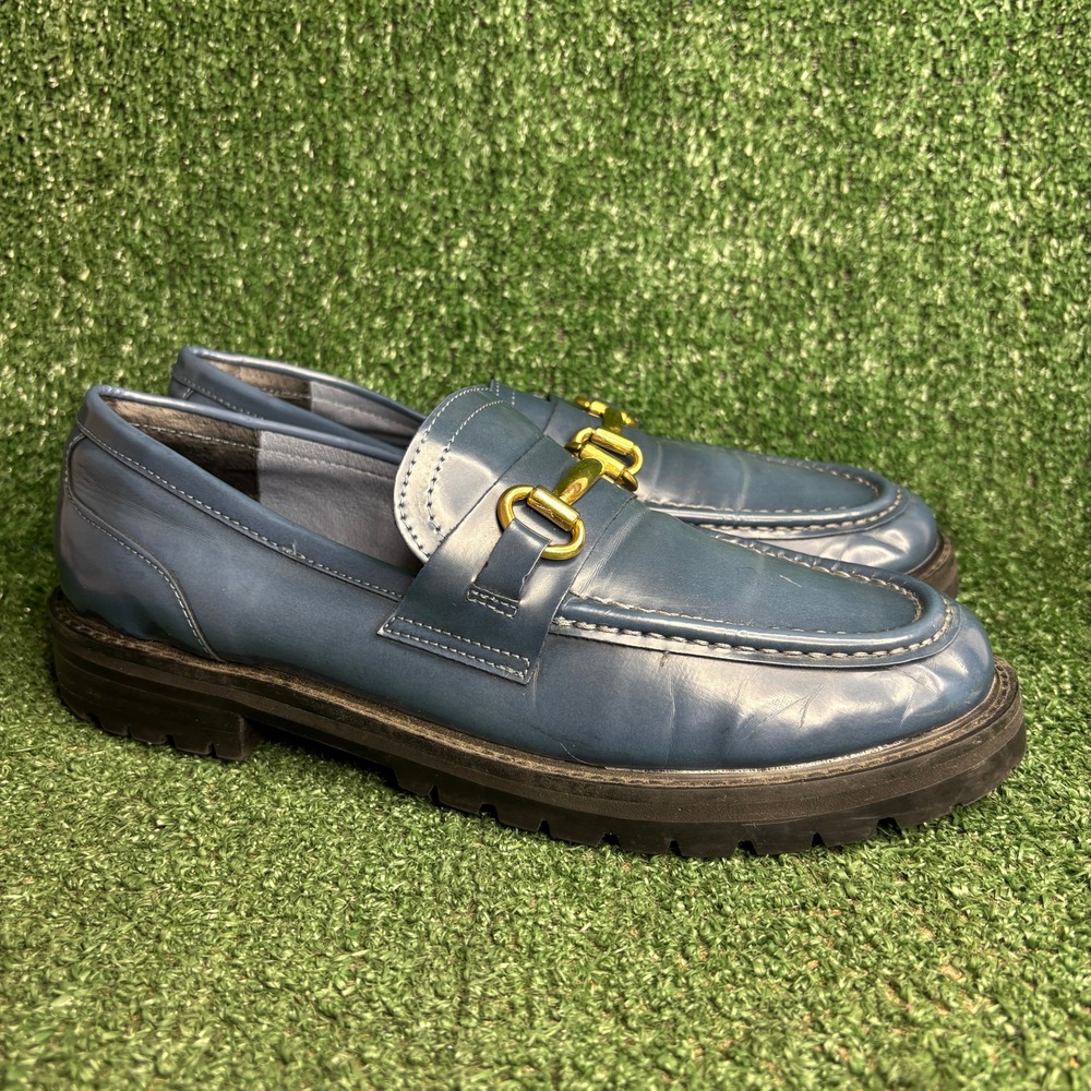 Steve Madden Mistor Bit Lug Sole Platform Preppy Loafers Blue Womens Size 11 M